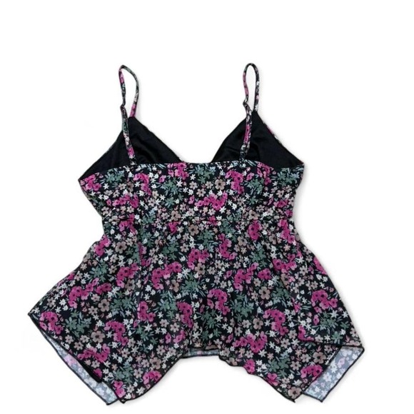 Almost Famous black floral Cami fairycore whimsygoth top with tie detail Size M - Picture 6 of 8